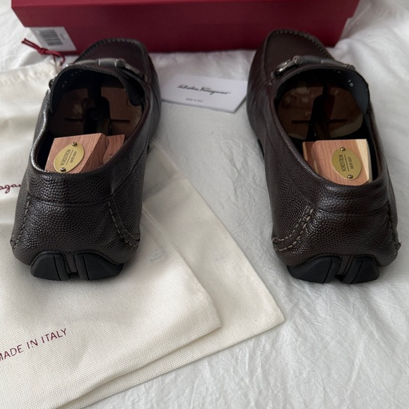 Salvatore Ferragamo Dark Brown Leather Loafers Men’s Size 13 - Picture 3 of 8